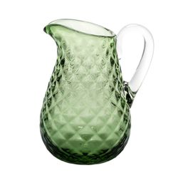 Green jug of green glass, 15.5 x 20 x 22.5 cm | buriti