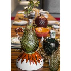 Green jug of green glass, 15.5 x 20 x 22.5 cm | buriti