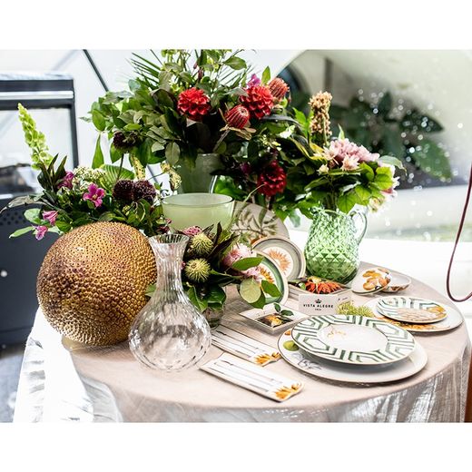 Green jug of green glass, 15.5 x 20 x 22.5 cm | buriti