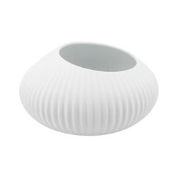 Niski wazon z białej porcelany, Ø 27,6 x 15,1 cm | Skorupa biała