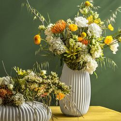 Niski wazon z białej porcelany, Ø 27,6 x 15,1 cm | Skorupa biała