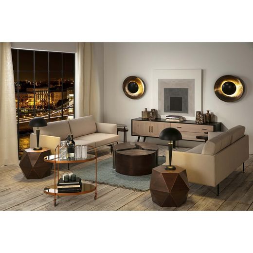 Golden ceramic vase, 15x15x19 cm