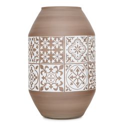 Vaso in vetro blu e beige, 30x17 cm