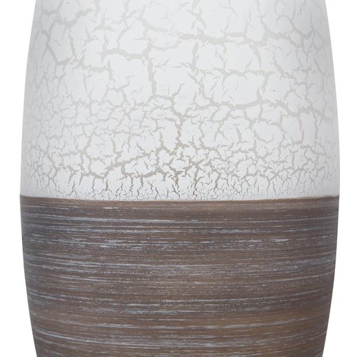 Vit och brun glasvas, 37x17 cm
