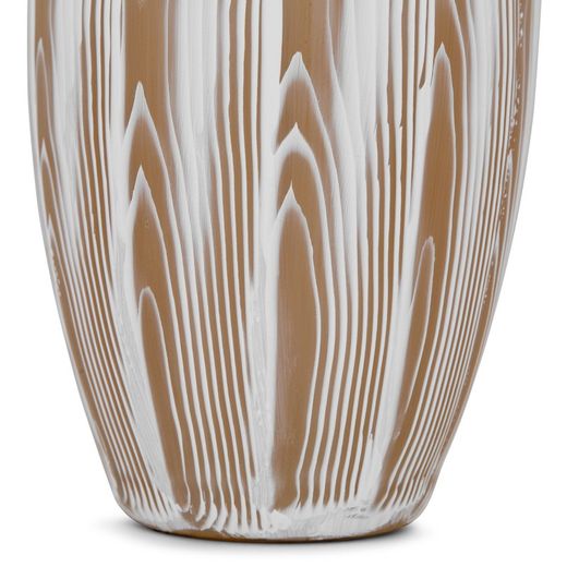 Vit och brun glasvas, 37x17 cm