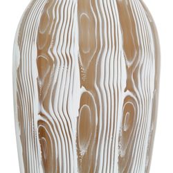 Jarrón de cristal blanco y marrón, 37x20 cm