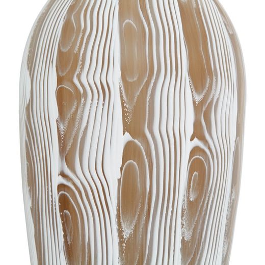 Jarrón de cristal blanco y marrón, 37x20 cm