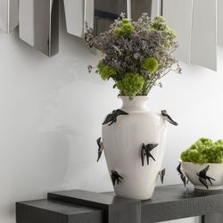 Black and white earthenware vase, Ø 33 x 41 cm | Spring