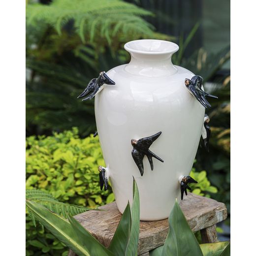Black and white earthenware vase, Ø 33 x 41 cm | Spring