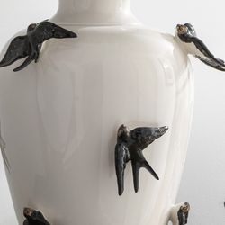 Black and white earthenware vase, Ø 33 x 41 cm | Spring