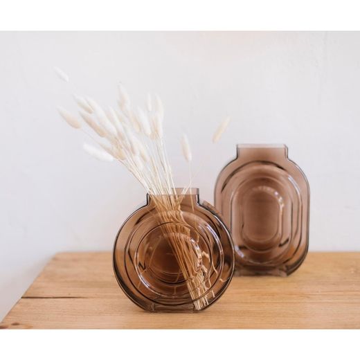 Vase rond en verre brun Bliss, 20 x 7,5 x 10 cm