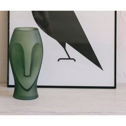 Vase en verre vert fumé Hibou, Ø16 x 30 cm