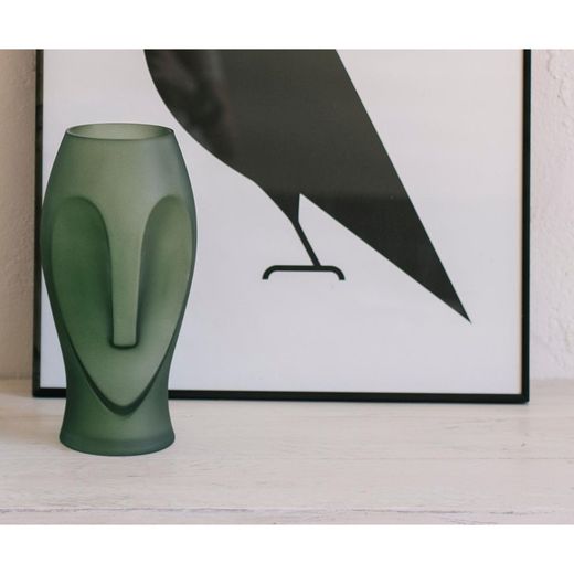 Vase en verre vert fumé Hibou, Ø16 x 30 cm