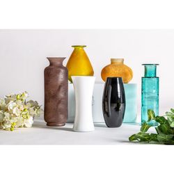 Gieler glass vase in mustard, 25 x 25 x 20 cm