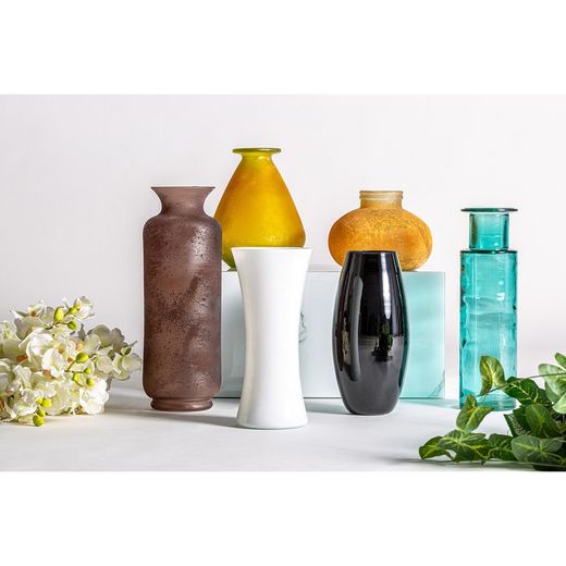 Gieler glass vase in mustard, 25 x 25 x 20 cm