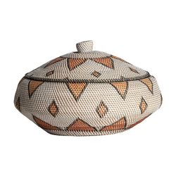 Zirba rattan vase in white, 60 x 60 x 40 cm