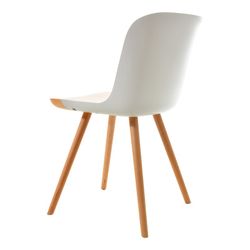 JAUNTI-Sedia realizzata in legno di faggio naturale e policarbonato bianco, 55 x 46,5 x 77,5 cm