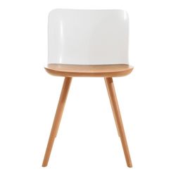 JAUNTI-Sedia realizzata in legno di faggio naturale e policarbonato bianco, 55 x 46,5 x 77,5 cm