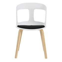 JORITZ-Chair made of natural ash wood and white polycarbonate. Includes black cushion, 46 x 53 x 81 cm