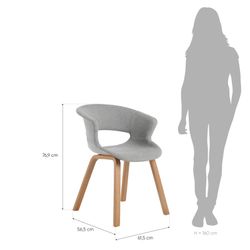 JORITZ-Chair made of natural ash wood and white polycarbonate. Includes black cushion, 46 x 53 x 81 cm