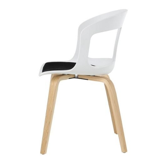 JORITZ-Chair made of natural ash wood and white polycarbonate. Includes black cushion, 46 x 53 x 81 cm