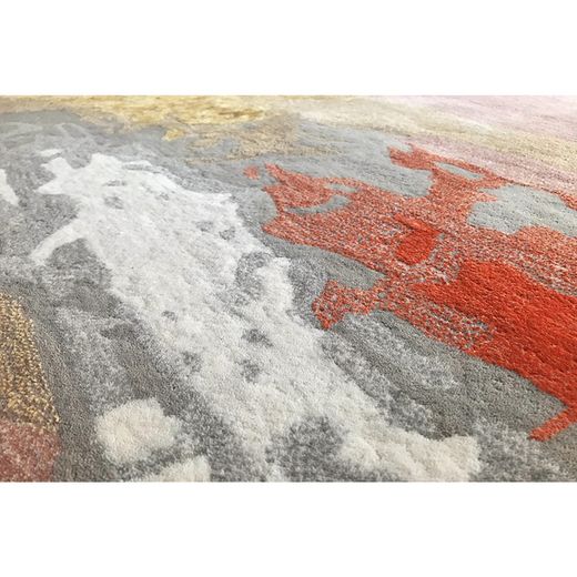 JOSTY-Alfombra de lana amanecer nubes naranja y blanco, 240x170 cm