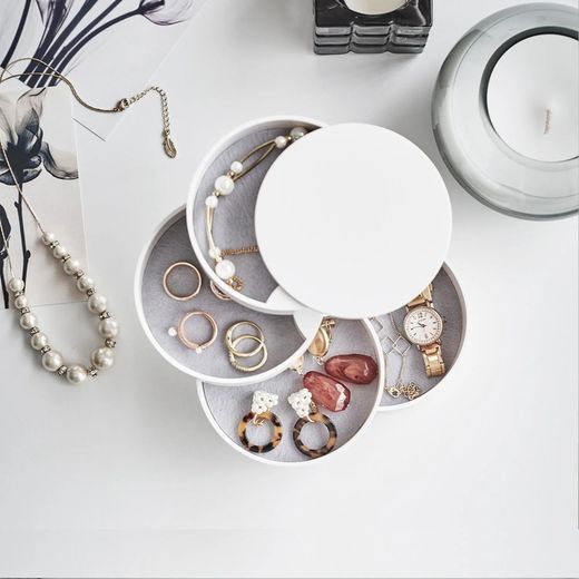Jewelry box with 4 levels of ABS and white felt, Ø 10 x 10 cm | Tower