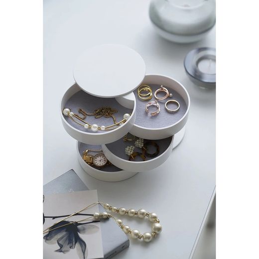 Jewelry box with 4 levels of ABS and white felt, Ø 10 x 10 cm | Tower