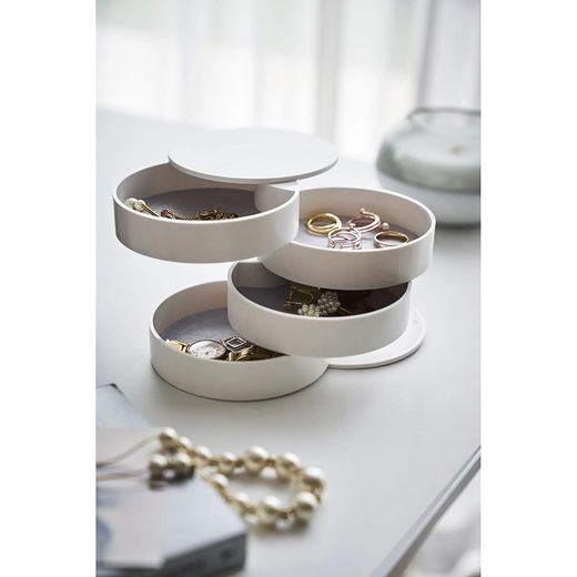 Jewelry box with 4 levels of ABS and white felt, Ø 10 x 10 cm | Tower