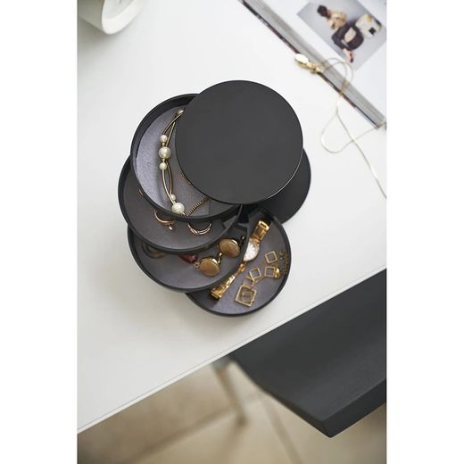 Guarda-joias com 4 níveis de ABS e feltro preto, Ø 10 x 10 cm | Torre