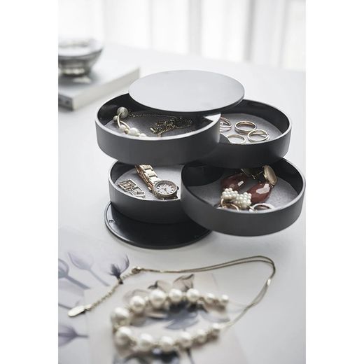 Guarda-joias com 4 níveis de ABS e feltro preto, Ø 10 x 10 cm | Torre