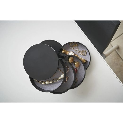 Guarda-joias com 4 níveis de ABS e feltro preto, Ø 10 x 10 cm | Torre