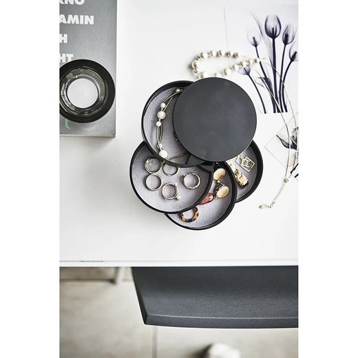 Guarda-joias com 4 níveis de ABS e feltro preto, Ø 10 x 10 cm | Torre
