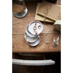 Boîte à bijoux avec 4 niveaux en ABS et bois blanc et naturel, Ø 10 x 12 cm | Tosca