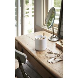 Boîte à bijoux avec 4 niveaux en ABS et bois blanc et naturel, Ø 10 x 12 cm | Tosca