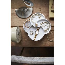 Boîte à bijoux avec 4 niveaux en ABS et bois blanc et naturel, Ø 10 x 12 cm | Tosca