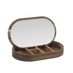 Acacia wood jewelry box in brown, 24 x 14 x 3.5 cm | Acacia