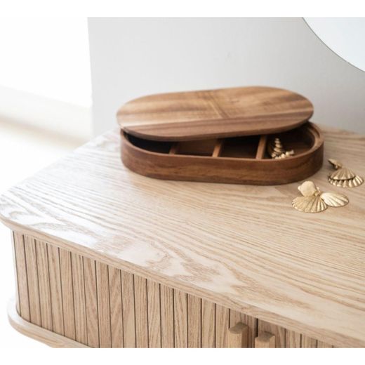 Acacia wood jewelry box in brown, 24 x 14 x 3.5 cm | Acacia