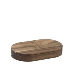 Acacia wood jewelry box in brown, 24 x 14 x 3.5 cm | Acacia