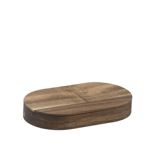 Acacia wood jewelry box in brown, 24 x 14 x 3.5 cm | Acacia