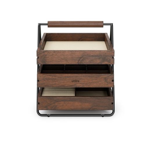 Paulownia wood jewelery box in dark natural, 25 x 18 x 20 cm | Terrace