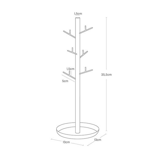 Boîte à bijoux en bois et acier naturel et blanc, Ø 13 x 35,5 cm | Tosca