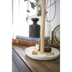 Boîte à bijoux en bois et acier naturel et blanc, Ø 13 x 35,5 cm | Tosca