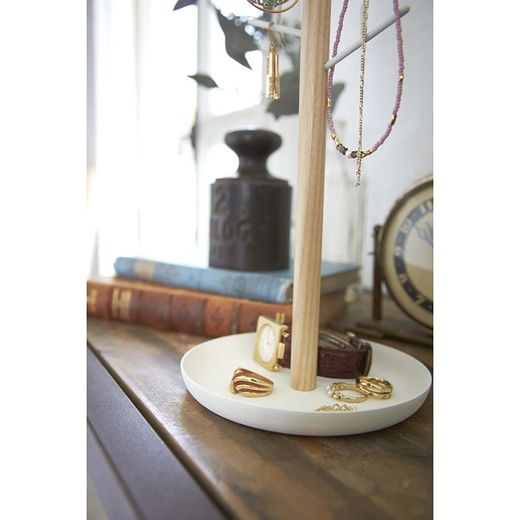 Boîte à bijoux en bois et acier naturel et blanc, Ø 13 x 35,5 cm | Tosca