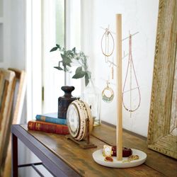 Boîte à bijoux en bois et acier naturel et blanc, Ø 13 x 35,5 cm | Tosca