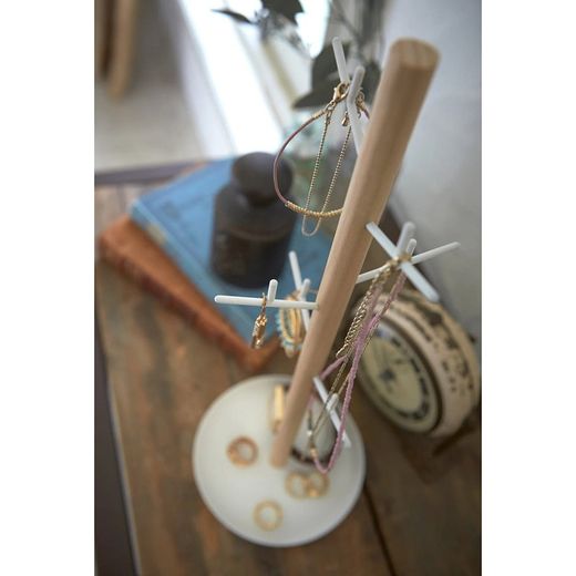 Boîte à bijoux en bois et acier naturel et blanc, Ø 13 x 35,5 cm | Tosca