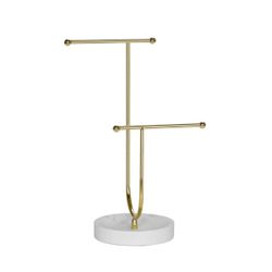 Joyero de metal y poliresina en dorado y blanco, 20 x 12 x 30 cm | Golden dream
