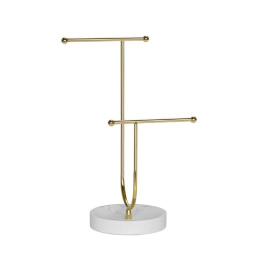 Joyero de metal y poliresina en dorado y blanco, 20 x 12 x 30 cm | Golden dream