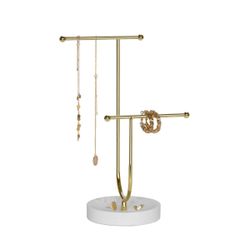 Joyero de metal y poliresina en dorado y blanco, 20 x 12 x 30 cm | Golden dream