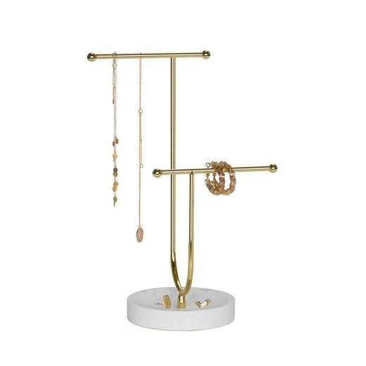 Joyero de metal y poliresina en dorado y blanco, 20 x 12 x 30 cm | Golden dream